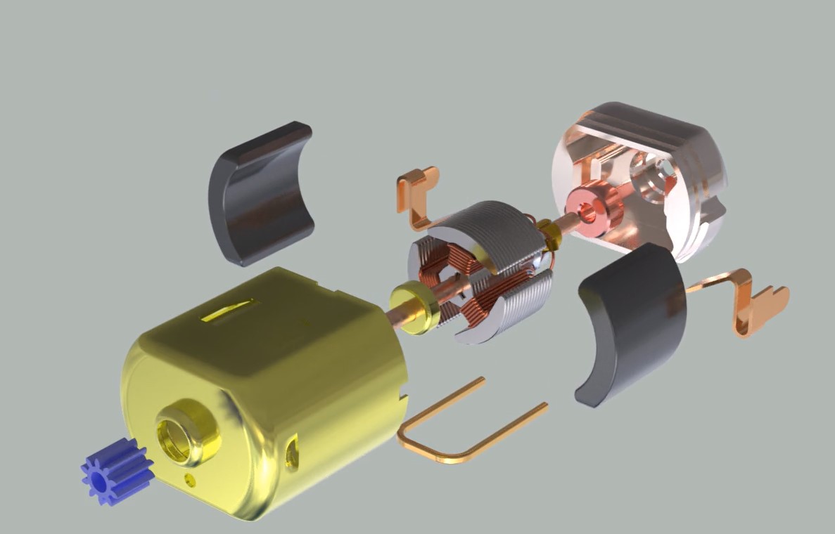 直流电机练习模型3D图纸+Solidworks设计